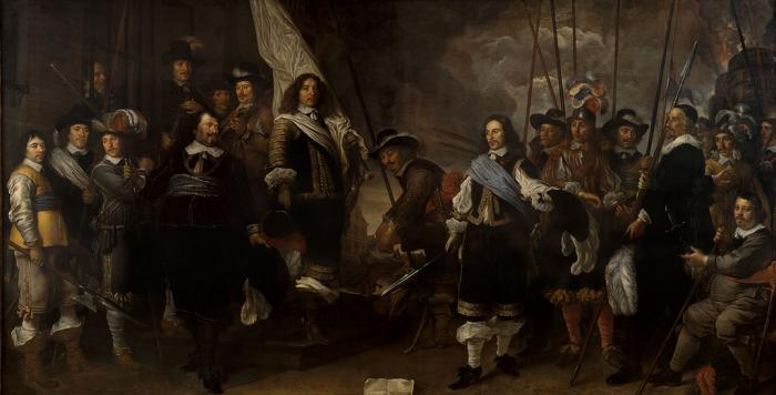 Schutters van de compagnie van kapitein Joan Huydecoper en luitenant Frans Oetgens van Waveren bij het sluiten van de Vrede van Munster